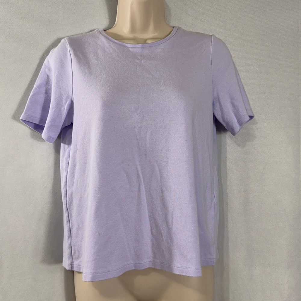 Eileen Fisher T-Shirt Organic Cotton Short Sleeve Lavender Purple Women XXS